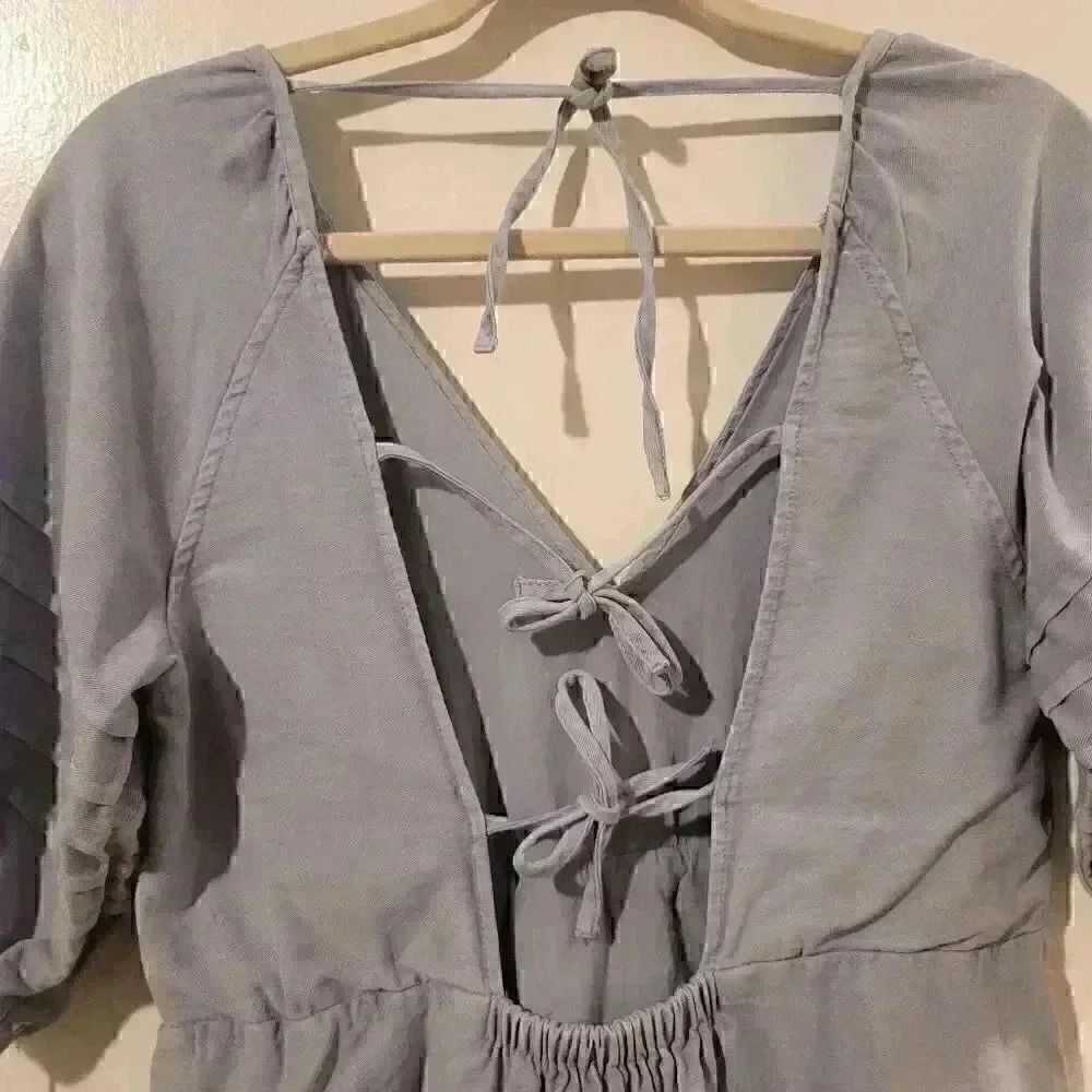 7 For All Mankind Denim Tie Back Babydoll Dress Size Small - Picture 7 of 9